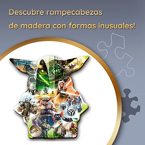 Trefl - Puzzle de Madera de Contorno: Star Wars The Mandalorian, Mysterious Grog, Grog Misterioso - 500+5 Piezas, Wood Craft, 70 Figuras, Rompecabezas Premium, para Adultos y niños Mayores de 12 años