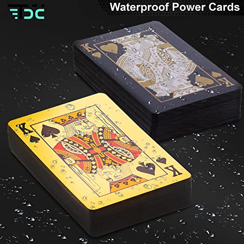 Trendcool Baraja de Cartas Poker Plastico. Juego Impermeable, Resistente al Agua. Baraja Póker Doradas, Negras, Oro. Juegos de Mesa Profesionales e Impermeables. (Gold+Black)