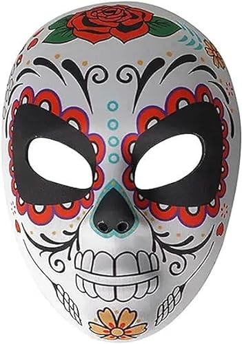 TRIXES Juego de 2 Máscaras de Calavera de Azúcar para Halloween - Máscara del Día de Muertos - Mascarada Mexicana - Accesorios para Fiesta de Disfraces de Cosplay - Calavera de Azúcar Multicolor