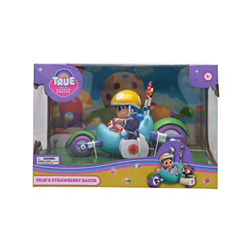 True and The Rainbow Kingdom Figuritas – True's Strawberry Racer con True y Bartleby Lindas Figuras articuladas Coloridas y Coche de Carreras de Juguete – A Partir de 3 años