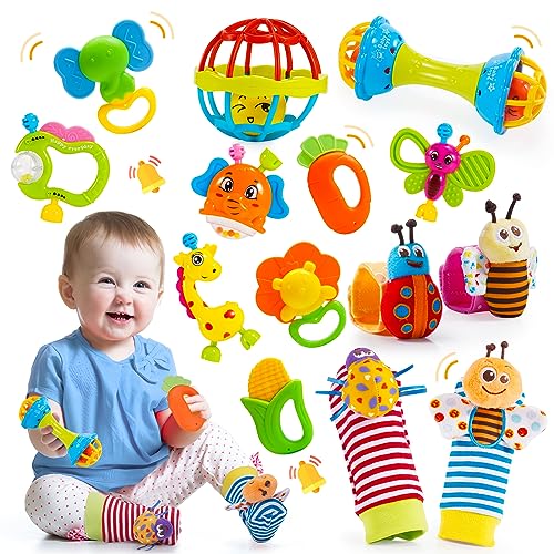 Tsokize Juguetes Bebes 0 3 6 9 12 Meses, Sonajeros Bebe 0-12 Meses Regalos Bebe Niño 0-6 Meses Mordedores Sonajeros Bebe Juegos 0-6 Meses Juguetes para Bebes de 0-6 Meses Montessori Bebe 0-6 Meses