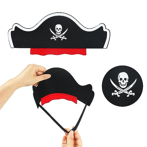 TSUWNO Kit de Accesorios para Disfraz de Pirata de Niños: Incluye 4 Sombreros y 4 Parches para los ojos. Ideal para la Fiesta de Cumpleaños o Infantil. ¡Listo para navegar en los mares!