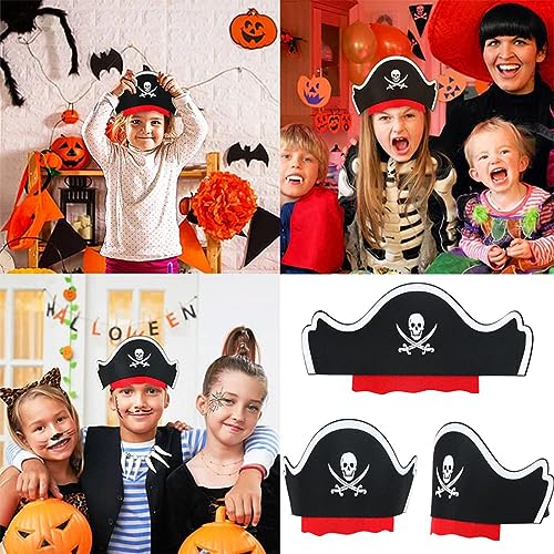 TSUWNO Kit de Accesorios para Disfraz de Pirata de Niños: Incluye 4 Sombreros y 4 Parches para los ojos. Ideal para la Fiesta de Cumpleaños o Infantil. ¡Listo para navegar en los mares!