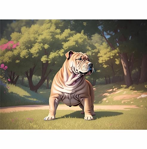 TWYYDP Puzzle 1500 Piezas Adultos,Puzzle de Madera,Animal del Bosque Shar Pei.,Juegos para Adultos Mayores