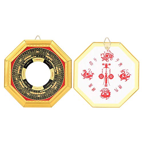 Tyenaza Talismán taoísta del Espejo de Bagua Convexo de la abolladura de FengShui Chino de la Suerte para el Ornamento del Negocio de la decoración del hogar(Concave)