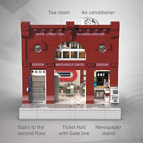 TYFUN Bloques de construcción modulares para casa, juego de construcción de 1836 piezas, estación de metro de Londres, modelo de bloques de construcción, juegos de construcción para niños y adultos,