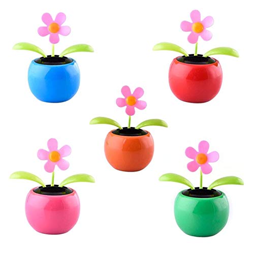 TYUTYU Coches decoración Coche Lindo Swing Solar Powered Dancing Flower Toys Girasol Flip Flap Bobble Plant Swing (Color Name : Red)