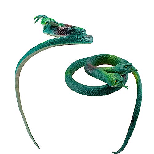 UELEGANS 24 Piezas Serpiente de Dos Cabezas Realista Serpientes de Goma tamaños Juguetes de Serpientes para Broma, Accesorios de jardín para asustar a los pájaros, bromas, Fiesta de Halloween