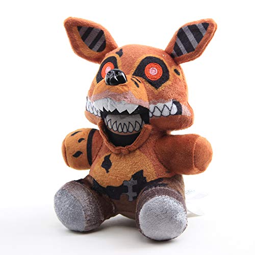 uiuoutoy FNAF - Peluche de Five Nights At Freddy's - Peluche de circo para bebé Funtime Foxy Golden Freddy Bear - Muñeca suave de regalo para niños (Brown Foxy (The Twisted Ones) 7 pulgadas)