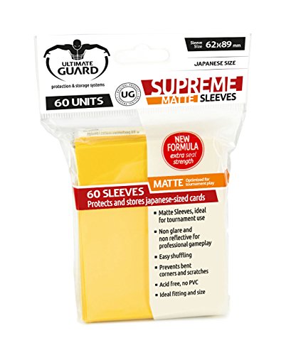 Ultimate Guard Supreme Sleeves Fundas de Cartas Tamaño Japonés Amarillo Mate (60)