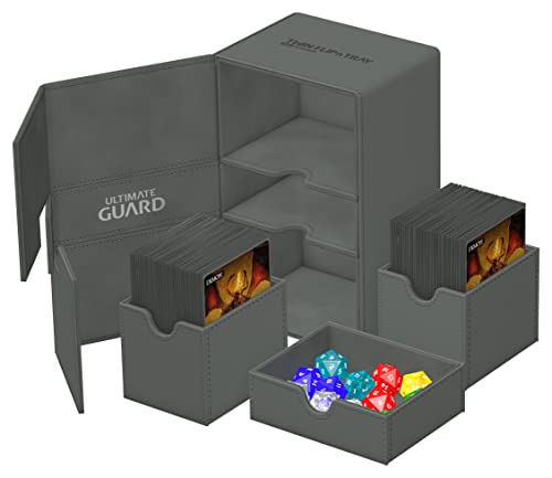 Ultimate Guard Twin Flip`n`Tray 160+ XenoSkin Monocolor Gris Caja de Tarjetas, Color (UGD011241)