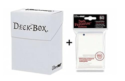 Ultra Pro Deck Box + 60 fundas protectoras de tamaño pequeño – Blanco – YGO – Japonés Mini + Heartforcards Protección de envío