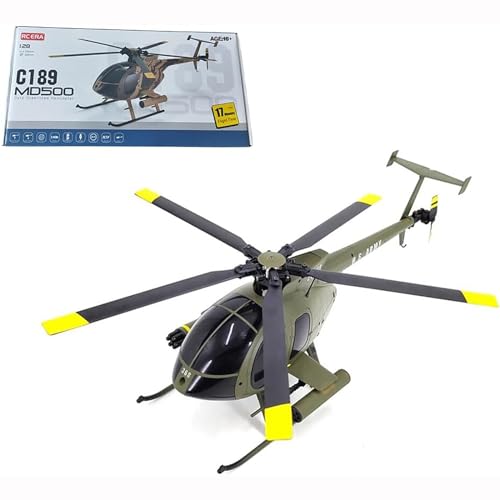 UNbit MD500 C189 RC Helicopte, Modelo de Avión 1/28 2.4G 4CH Single-Rotor Helicóptero Modelo,Green