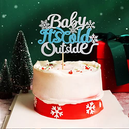 Unimall Global 1 pieza de decoración para tarta de bebé It's Cold Outside Cake Toppers invernal para Baby Shower Kids Party Christmas Party Cake Topper decoración accesorios de fiesta