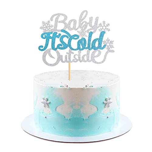 Unimall Global 1 pieza de decoración para tarta de bebé It's Cold Outside Cake Toppers invernal para Baby Shower Kids Party Christmas Party Cake Topper decoración accesorios de fiesta