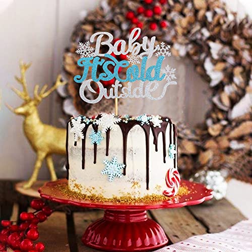 Unimall Global 1 pieza de decoración para tarta de bebé It's Cold Outside Cake Toppers invernal para Baby Shower Kids Party Christmas Party Cake Topper decoración accesorios de fiesta