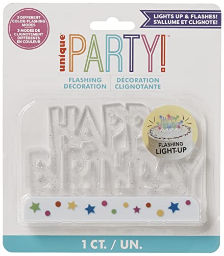 Unique Party-Decoración de tarta de cumpleaños intermitente Happy Birthday (37043) , color/modelo surtido