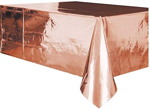 Unique Party - Mantel de Plástico - 2,74 m x 1,37 m - Color Oro Rosa (53273)