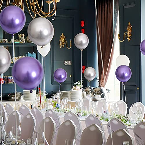 Unisun Globos metálicos, 50 globos metálicos de cromo morado brillante de 12 pulgadas, globos de látex gruesos para compromiso, baby shower, decoración de fiesta de cumpleaños