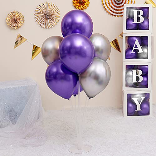 Unisun Globos metálicos, 50 globos metálicos de cromo morado brillante de 12 pulgadas, globos de látex gruesos para compromiso, baby shower, decoración de fiesta de cumpleaños