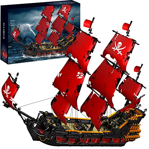 URGEAR Juego de Bloques Construcción Barco Gigante 3139pz Reina Anna's Revenge Pirata Naves Desde Caribe Ladrillos Creador Ideas Expertas Regalo Mujer Hombre Niño Colección Fuera Impresión 82x61cm