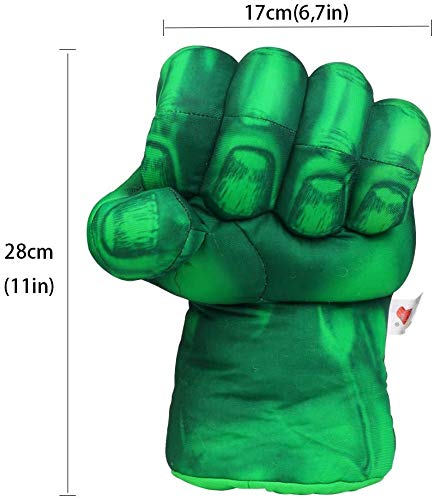 UrMsun Guantes de Manos de superhéroe para niños, Disfraces, puños, Grandes puños de héroe de Felpa Suave, Cosplay, Halloween, Juego de rol, Regalo para cumpleaños, Navidad para niños y niños (Verde)