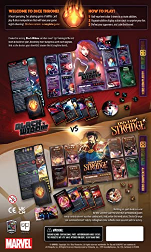 USAopoly - Marvel Dice Throne - Black Widow vs Doctor Strange, Juego de Mesa, a Partir de 8 años, 2 Jugadores, más de 30 Minutos de Tiempo de Juego, USODT011753