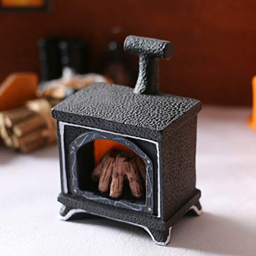 Uticon Muebles en miniatura, mini azada exquisita iluminación chimenea madera miniatura zapatos de goma camión mano heno bala leña decoración casa de muñecas - A