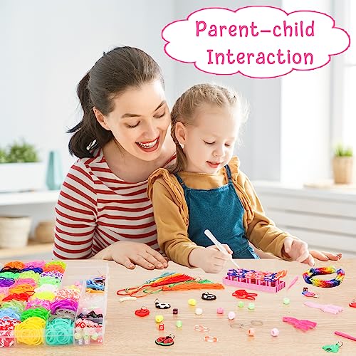 UUEMB Gomas Para Hacer Pulseras, 5000+ 54 Rejillas Elásticas de 30 Colores, Kit para Hacer Collares Plásticos de Juguete para Niños, Manualidades de anillos y collares de bricolaje