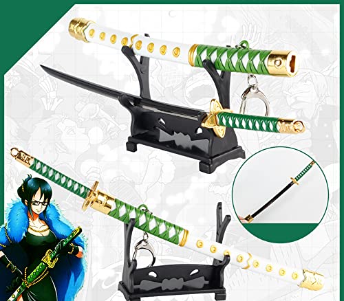 Uvency Réplicas de Espada de una Pieza, Abrecartas de Espada en Miniatura de Zoro/Con Funda Y Llavero Katana de Soporte/Material de Aleación de Zinc/Regalo de Anime para Fans Y Coleccionistas, Yubas