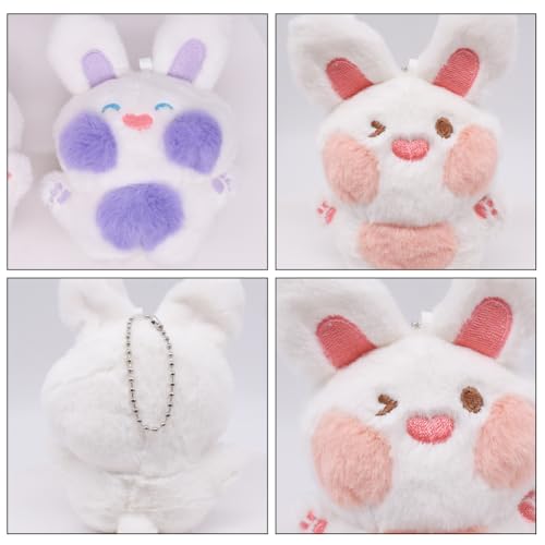 UZSXHJ Llavero De Peluche Conejo,2PCS Animal De Juguete DecoracióN Colgante De Peluche Animados,Conejo Rojo Ornamento Llavero Creativo Coche Rosa Morado Conejo Para NiñOs Adultos