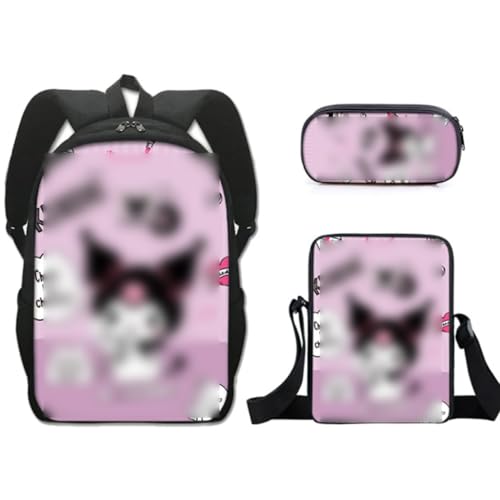 V-mix Mochila estudiante de Mochila para niños de dibujos animados de tres piezas con una bolsa de mensajero y una caja de lápiz adecuada para mochilas de niñas pequeñas (color 8)