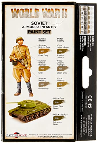 Vallejo- Farb-Set, Sowjetische Panzerung und Infanterie, WWII Juego de construcción de maquetas, 17 ml (Paquete de 6) (070202)