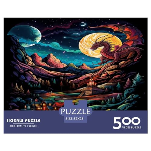 Valley Jigsaws Puzzle para Adultos Dragón 500 Piezas Rompecabezas de Madera para niños de 12 años en adelante Juego desafiante 500 Piezas (52 x 38 cm)