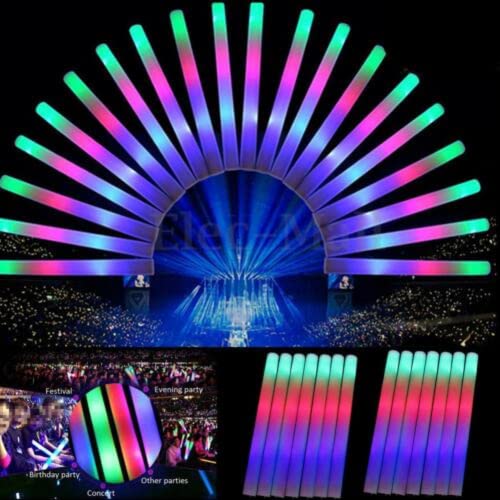 Varitas de espuma LED intermitentes multicolor para fiestas de cumpleaños para DJ (5 piezas)