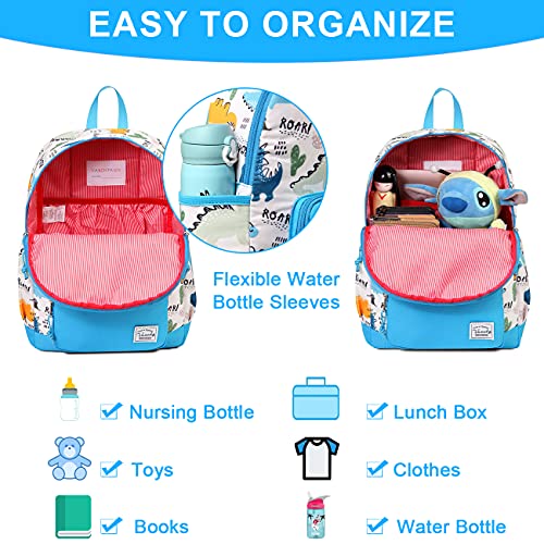 VASCHY Mochila Niño, Mochila Dinosaurio Niño Linda Resistente al Agua Mochila Escolar para Niños de 4-6 Años Mochila Infantil con Correa de Pecho Etiqueta de Nombre para Escuela Viaje, 13 L