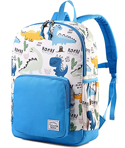 VASCHY Mochila Niño, Mochila Dinosaurio Niño Linda Resistente al Agua Mochila Escolar para Niños de 4-6 Años Mochila Infantil con Correa de Pecho Etiqueta de Nombre para Escuela Viaje, 13 L