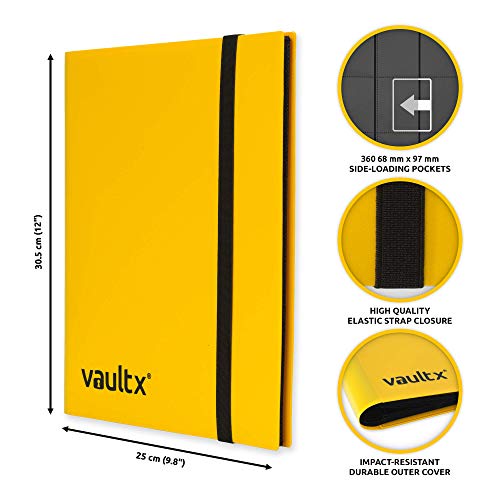 Vault X Binder - Carpeta para Cartas Coleccionables - 9 Tarjetas por Pájina - 360 Bolsillos de Inserción Lateral para TCG (Amarillo)