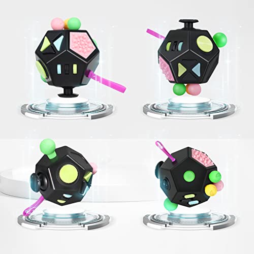 VCOSTORE Fidget Cube with 12 Sides - Original Cubo Antiestres Adultos Dado Antiestres Fidget Cube Toy for All Ages with ADHD, Add, ASD, ADHD