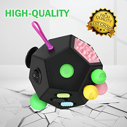 VCOSTORE Fidget Cube with 12 Sides - Original Cubo Antiestres Adultos Dado Antiestres Fidget Cube Toy for All Ages with ADHD, Add, ASD, ADHD