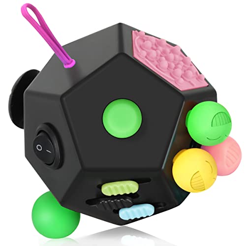 VCOSTORE Fidget Cube with 12 Sides - Original Cubo Antiestres Adultos Dado Antiestres Fidget Cube Toy for All Ages with ADHD, Add, ASD, ADHD