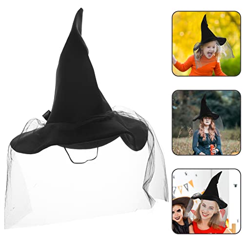 Veemoon Halloween Festival Witch Hat Wide Wit Hat Fiest Decoración de Sombrero de Bruja