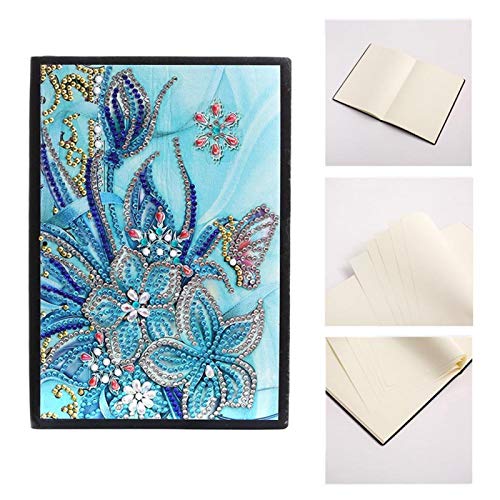 【Venta del día de la madre】Cuaderno de pintura de diamantes, cuaderno de pintura de diamantes 5D, cuaderno de diario bordado, 50 páginas, patrón de flores de mariposa, regalos de arte de diamante