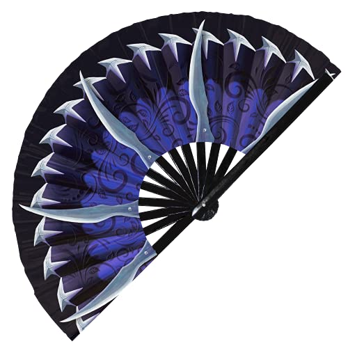 Ventilador plegable Kitana Ventilador de mano con resplandor UV para combate, disfraz de Halloween, Kitana, arma de bambú, Kitana, cosplay (estilo 1)