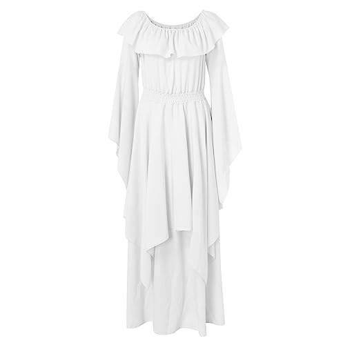 Vestido largo medieval vintage para mujer, disfraz de juego de rol, sólido, vintage, gambesón medieval