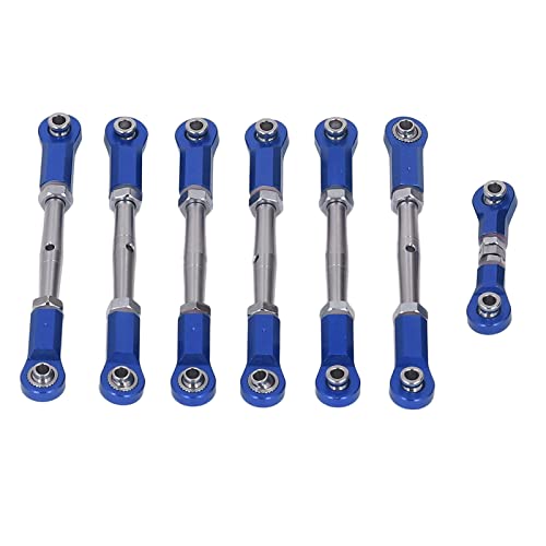 VGEBY Juego de Varillas de Enlace de Amarre Ajustables, 7PCS RC Servo Enlace de Dirección de Metal para Traxxas 1/10 RC Car Juego de Varillas de Enlace de Amarre Ajustables(Azul)