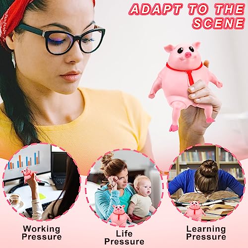 Vibbang Chapoteo Cerdito Juguetes Antiestrés, Rosa Cerdo Antiestres Juguetes Sensoriales, Cerdo Decompression Vent Toy, para NiñOs Y Adultos Aliviar la Ansiedad, Juguete para Apretar Piggy (A)