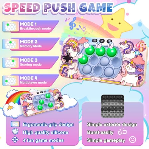 Vibbang Juego de Pop-it Electrónico, Push Burbujas Juego Consola, Pop Push it Mando Consola, Pop it Sensory Fidget Juguete, Juegos Interactivos Puzzle Pop, Regalos de para Niños y Adultos (A)