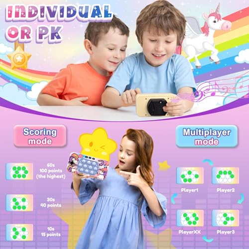 Vibbang Juego de Pop-it Electrónico, Push Burbujas Juego Consola, Pop Push it Mando Consola, Pop it Sensory Fidget Juguete, Juegos Interactivos Puzzle Pop, Regalos de para Niños y Adultos (A)