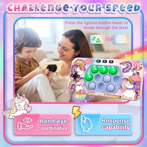 Vibbang Juego de Pop-it Electrónico, Push Burbujas Juego Consola, Pop Push it Mando Consola, Pop it Sensory Fidget Juguete, Juegos Interactivos Puzzle Pop, Regalos de para Niños y Adultos (A)